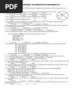 Fourth Quarterly Examination in Mathematics 7