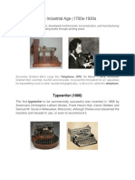 The Industrial Age (1700s-1930s: Typewriter (1800)