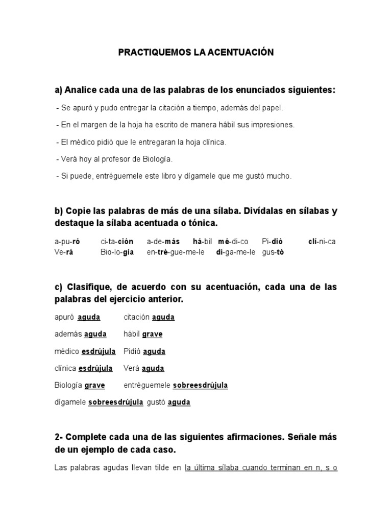 Actividad 19 06 2019 Practiquemos La Acentuación | PDF | Estrés  (lingüística) | Comunicación oral, image size:768x1024