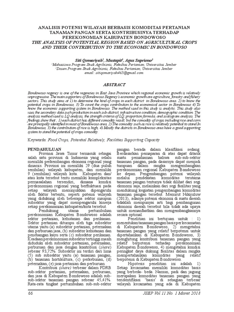 The Analysis of Potential Region Based On Agricultural Crops and Their ...