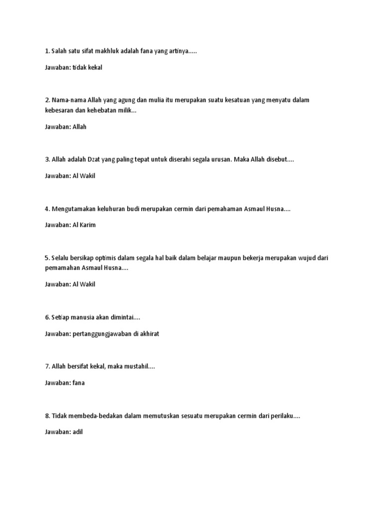Soal Essay Pai S1