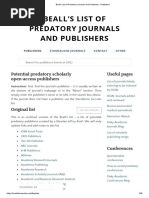 Beall's List of Predatory Journals and Publishers - Publishers