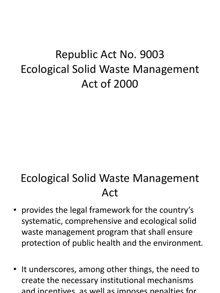 Ecological Solid Waste Draft PDF Waste Management Municipal Solid