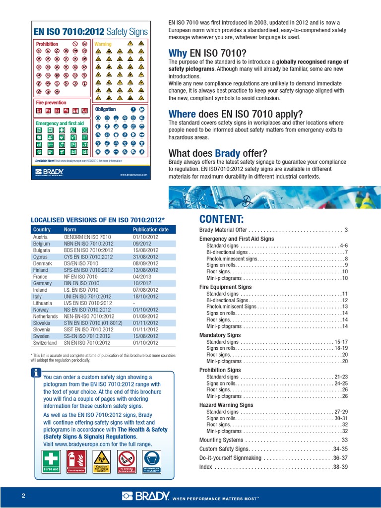 EN ISO 7010:2012 Safety Signage Guide | PDF | Regulatory Compliance
