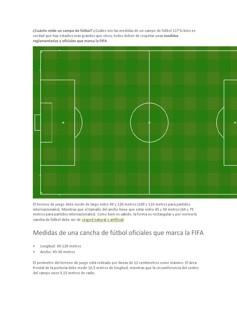 Cuanto Mide El Campo De Futbol Del Real Madrid Cuánto Mide Un Campo de Fútbol | PDF | Perú | Asociación de Futbol