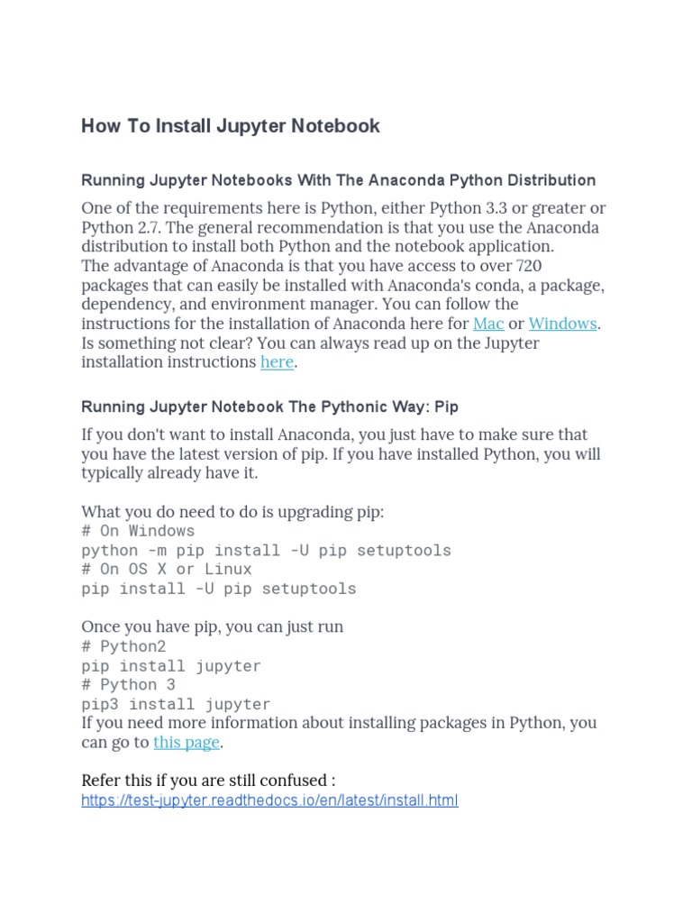 Installing Jupyter Notebook | PDF | Computer Science | Free Content