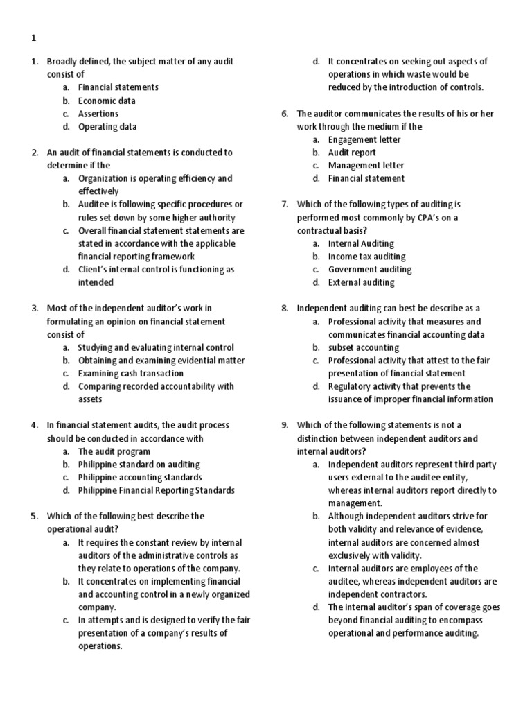 Audit Questionnaire | PDF | Internal Control | Audit