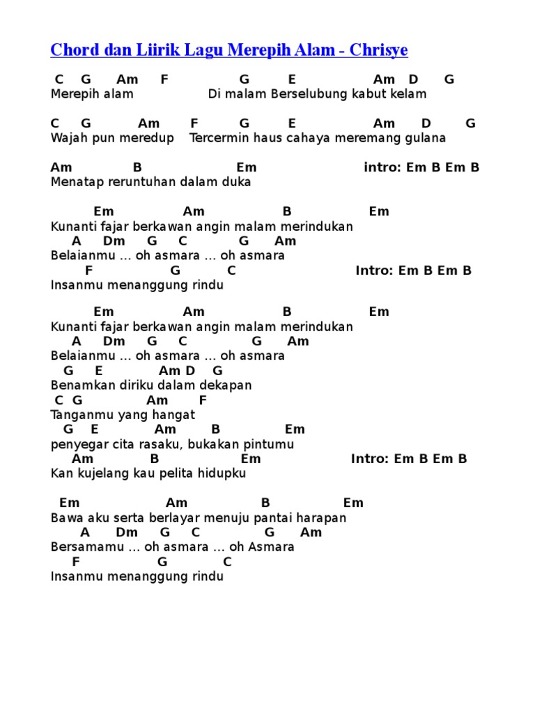 Chord Dan Lirik Lagu Badai Pasti Berlalu Pdf