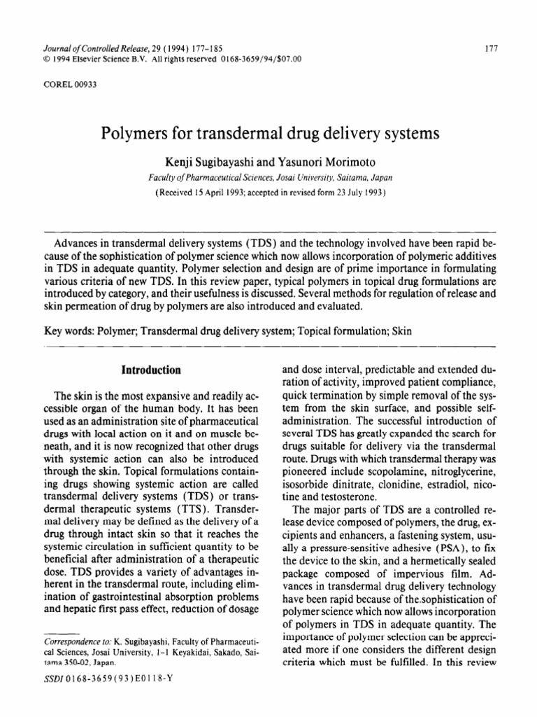 Polymers For Transdermal Drug Delivery Systems | PDF | Topical ...