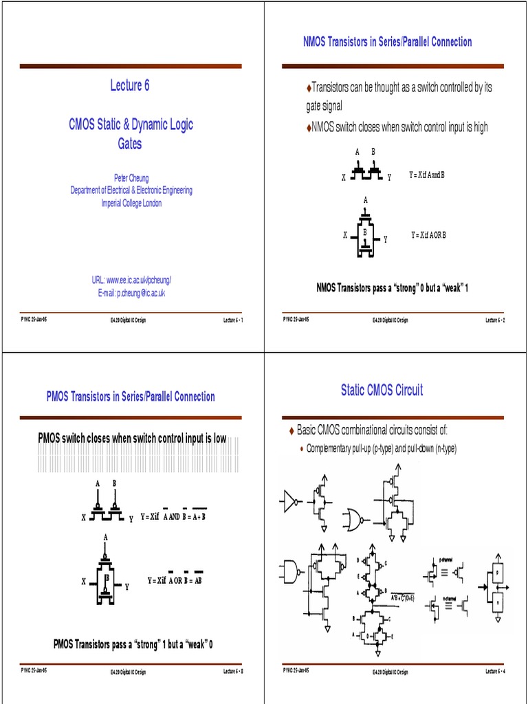 CMOS Static & Dynamic Logic Gates NMOS Transistors in Series/Parallel