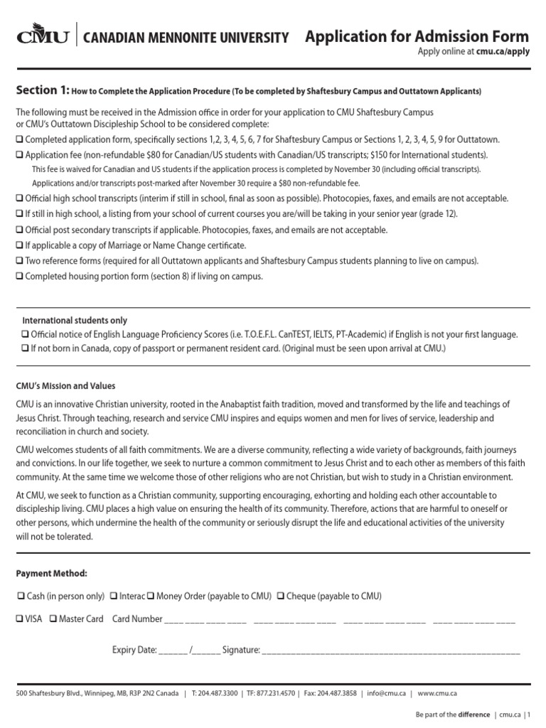 CMU CMU Application Form PDF Dormitory Bachelor's Degree