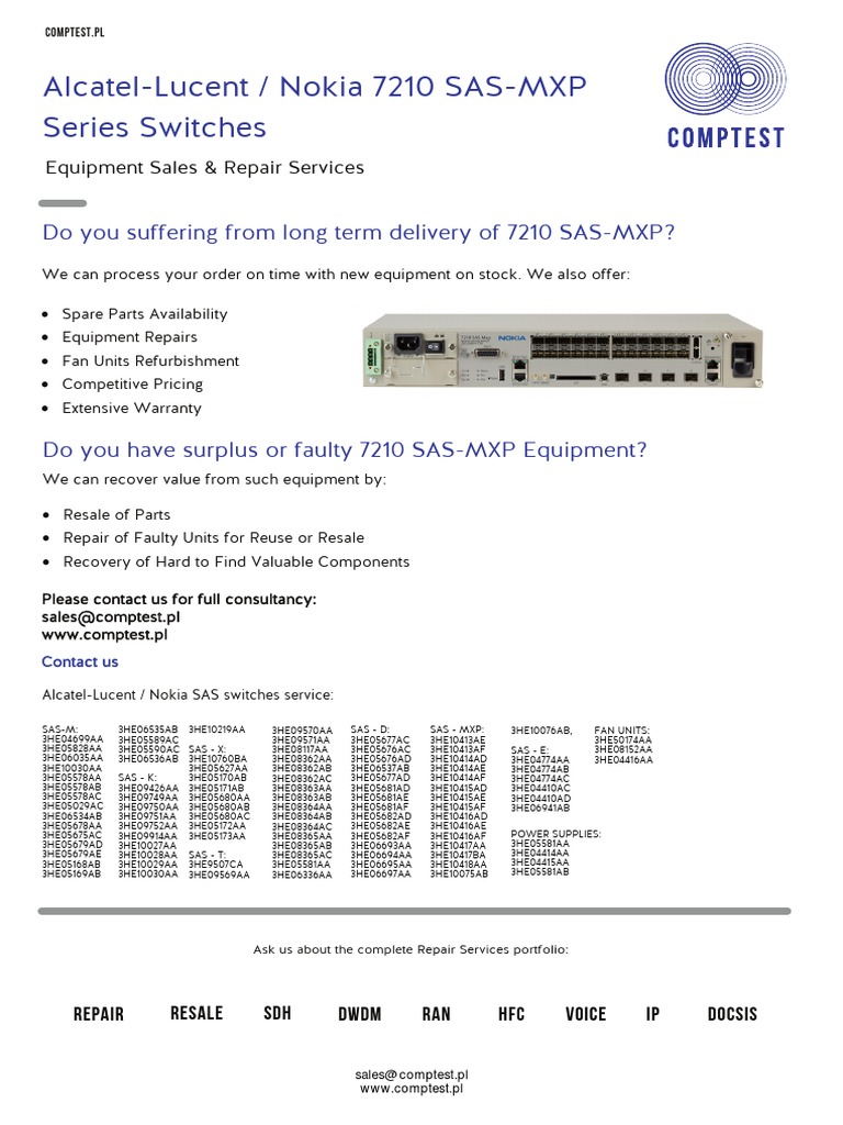 Nokia Alcatel- Lucent 7210 SAS-MXP | Electronics Companies Of Finland ...