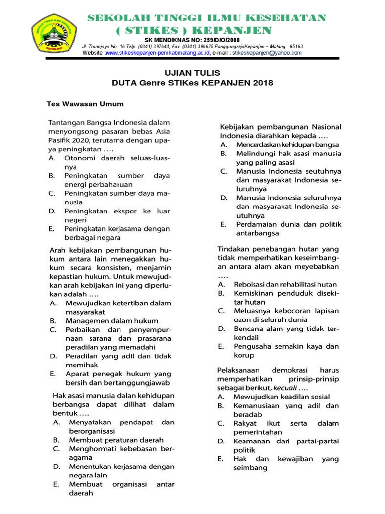 19++ Soal tes tertulis duta genre ideas in 2021 