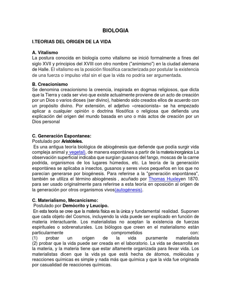 Teorías del Origen de la Vida y Biomoléculas | PDF | Rna | Carbohidratos