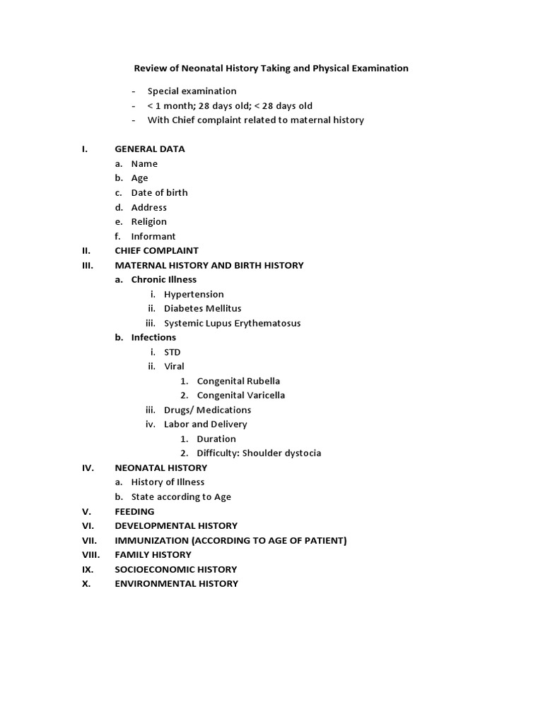 1Review of Neonatal History Taking and Physical Examination PDF