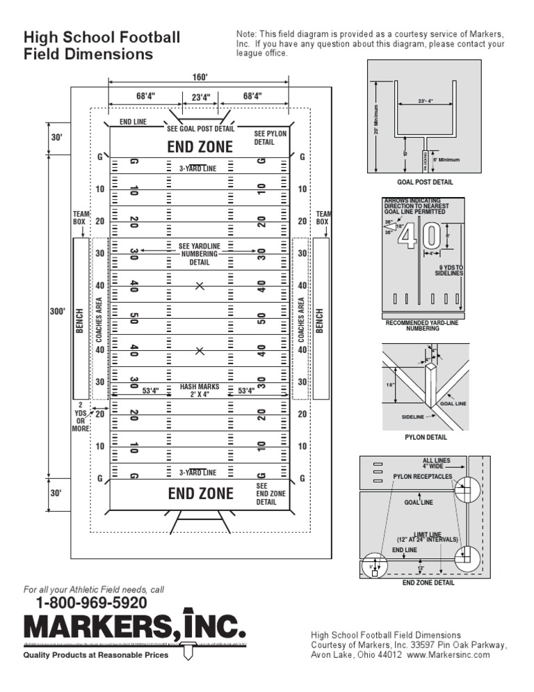 football field diagram with measurements