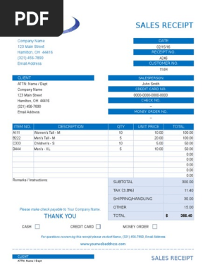 Sales Receipt Template
