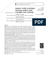 High Performance Work Systems: The Gap Between Policy and Practice in Health Care Reform