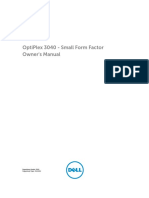 Optiplex 3040 - Small Form Factor Owner'S Manual: Regulatory Model: D11S Regulatory Type: D11S001