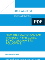 First Week (1) : Defining POLITICS