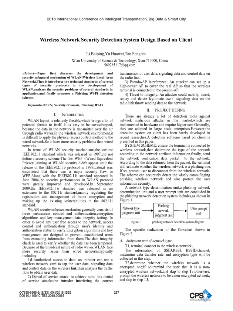 Wireless Network Security Detection System Design Based On Client | PDF