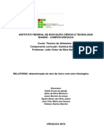 Determinação Do Teor de Cloro Com Soro Fisiologico