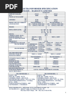 Specifications of Equipments