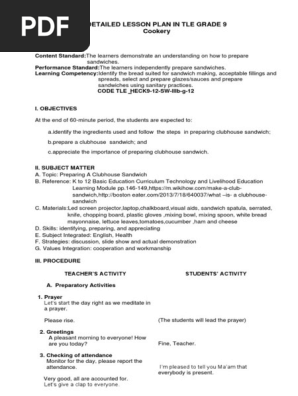 DETAILED LESSON PLAN IN COOKERY 9