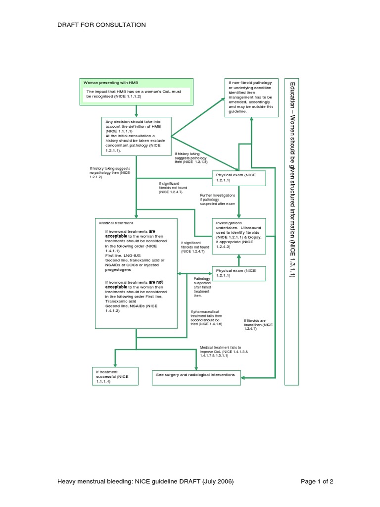 NICE Guidelines On Heavy Menstrual Bleeding PDF Pathology Gynaecology