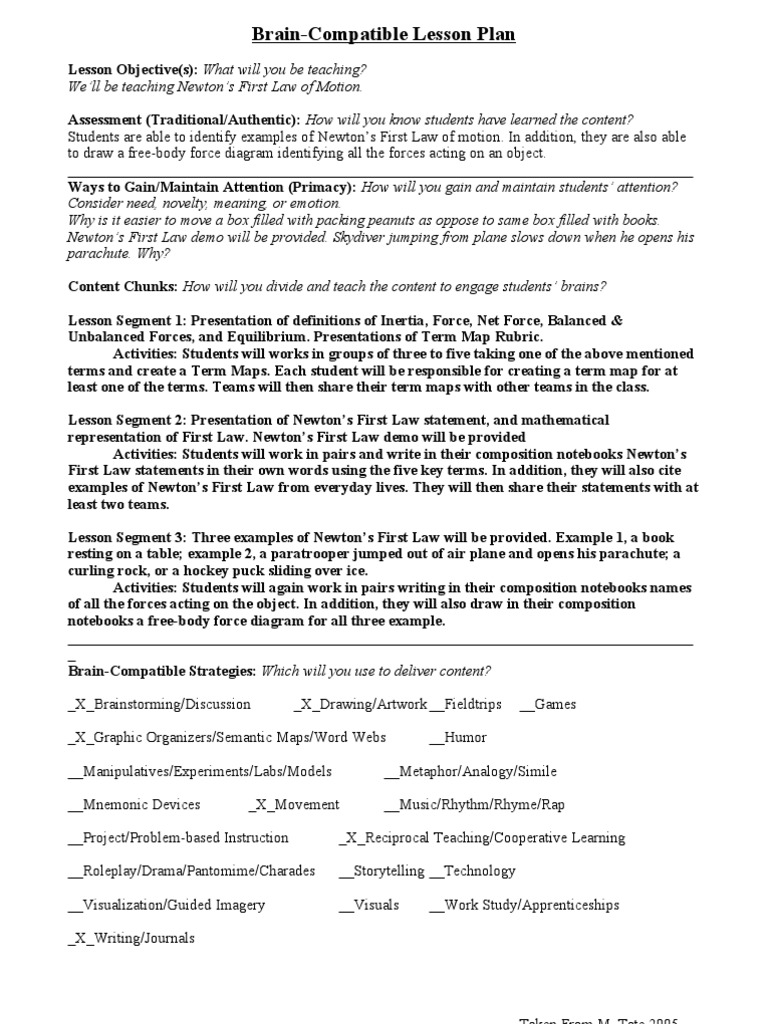 Newton's 1st Law Lesson Plan | Newton's Laws Of Motion | Force