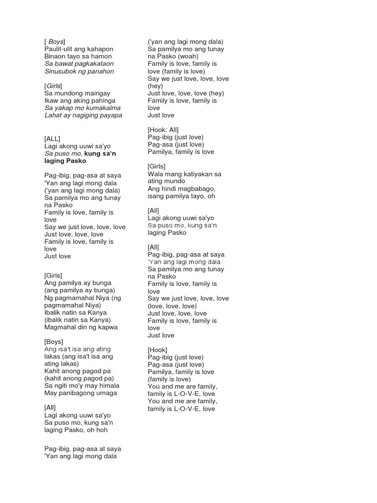 Christmas Song Lyrics PDF