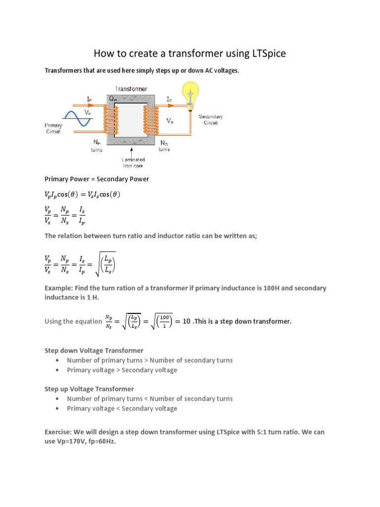 How To Create A Transformer Using LTSpice PDF Inductance Transformer