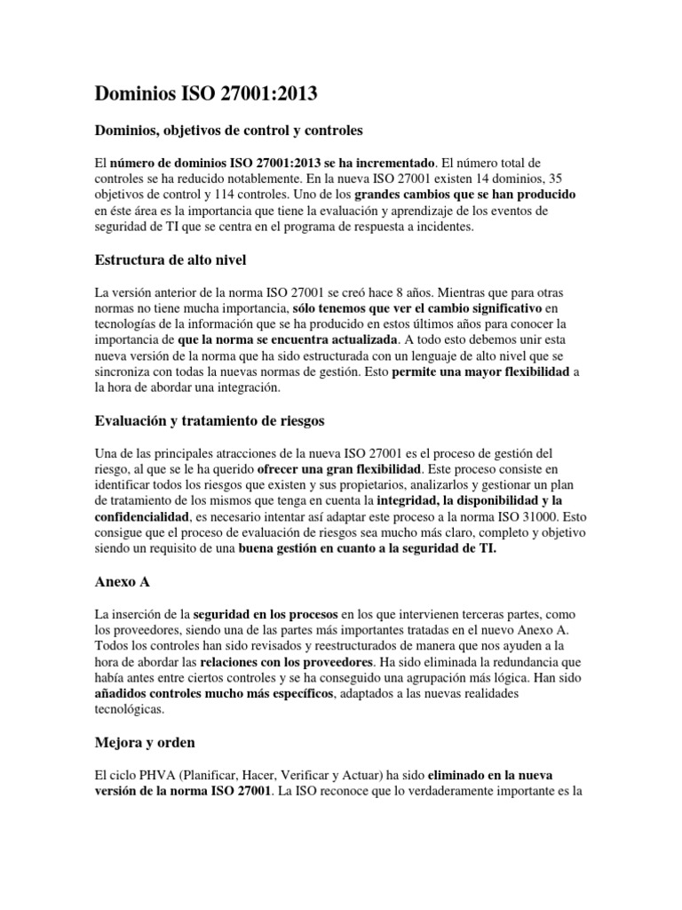 Dominios ISO 27001 | PDF | La seguridad informática | Seguridad