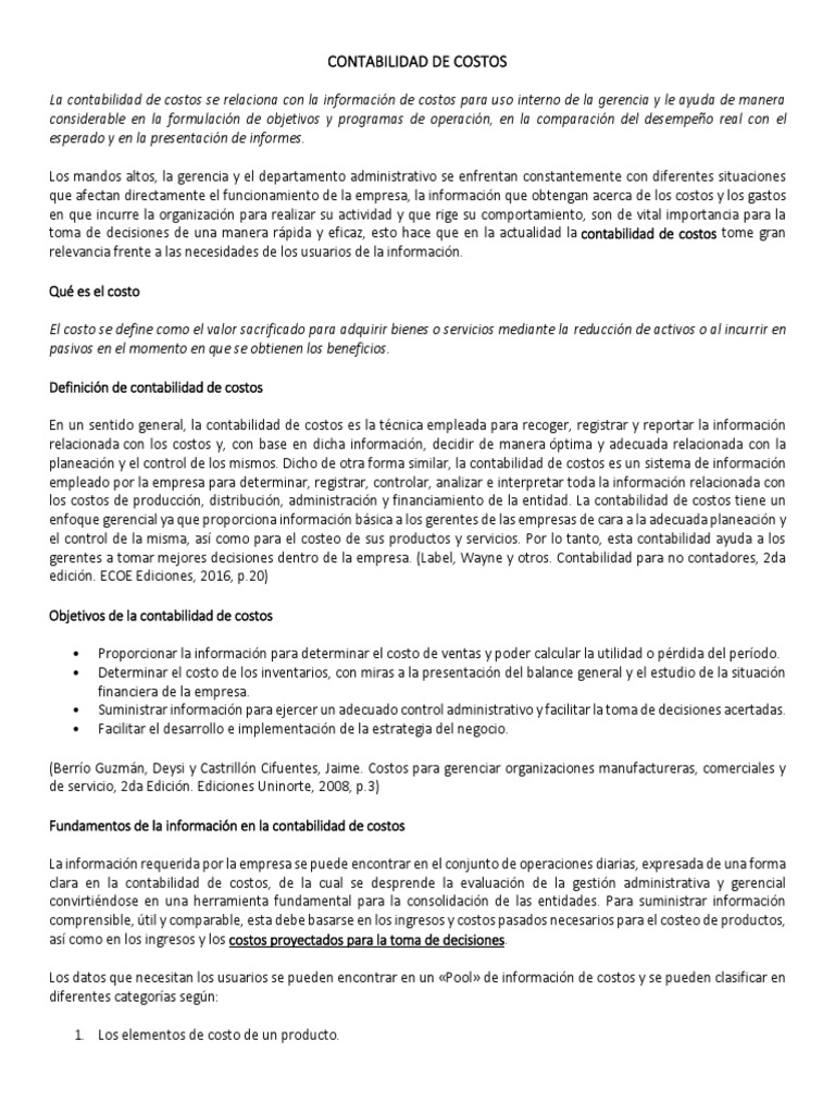 Guía Completa de Contabilidad de Costos | PDF | Costo | Contabilidad