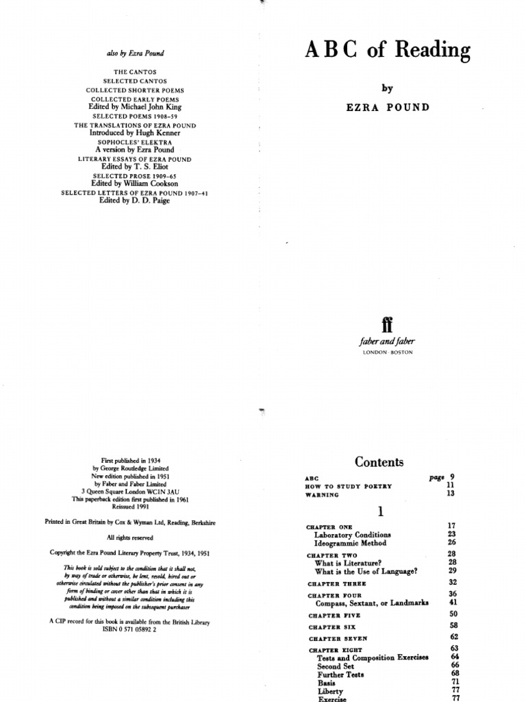 Ezra Pound's ABC of Reading Explained | PDF