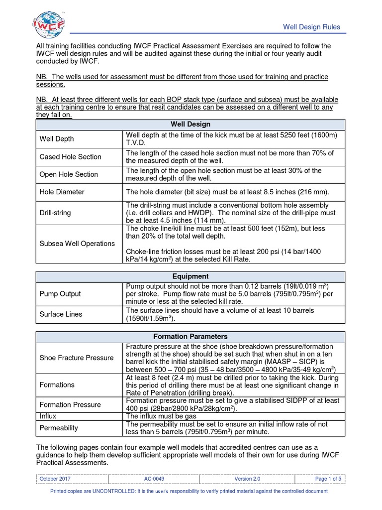 IWCF Well Design Rules Overview | PDF | Pump | Permeability (Earth ...