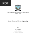 Lecture Notes On Software Engineering: Veer Surendra Sai University of Technology BURLA - 768018