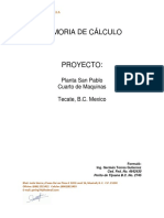 01 Memoria de Calculo Planta San Pablo, Cuarto de Maquinas