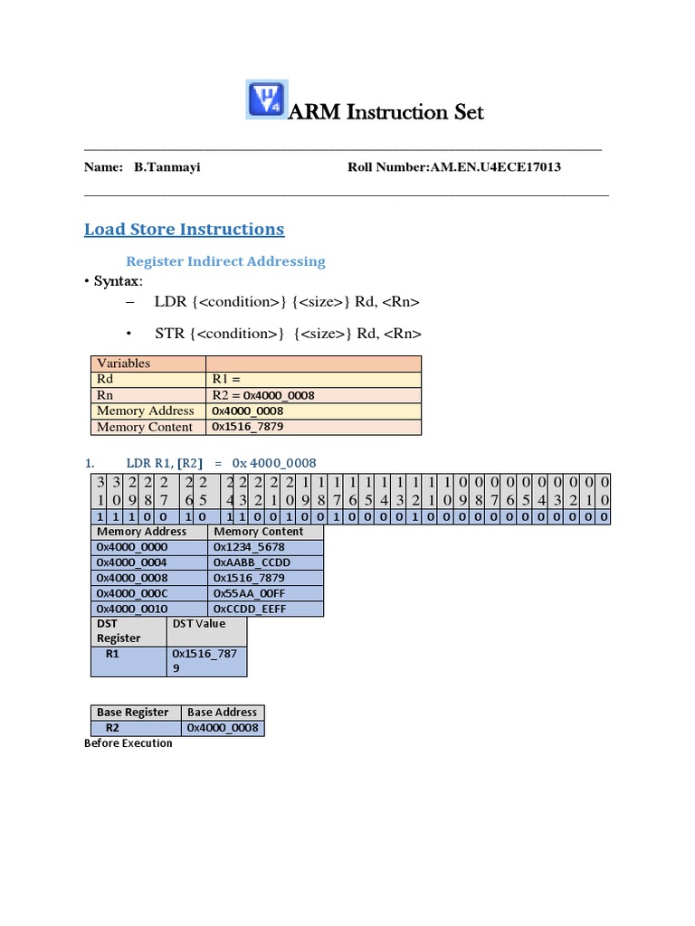 ARM Instruction Set: Load Store Instructions | PDF | Electronic Design ...