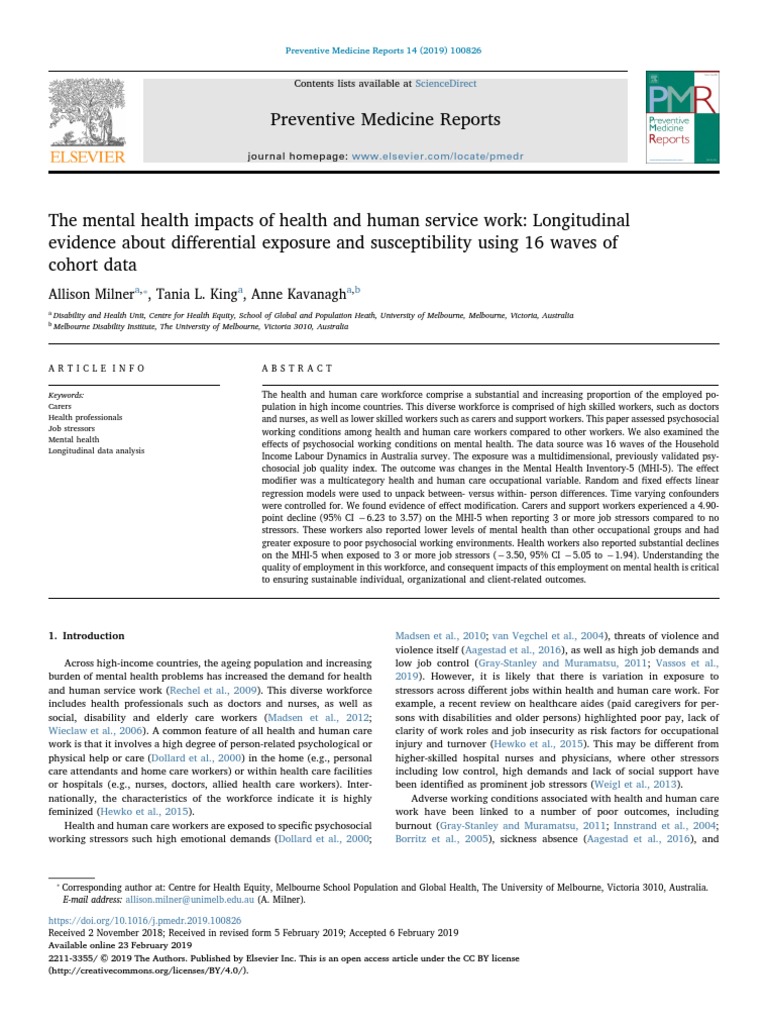 The Mental Health Impacts of Health | PDF | Occupational Safety And ...