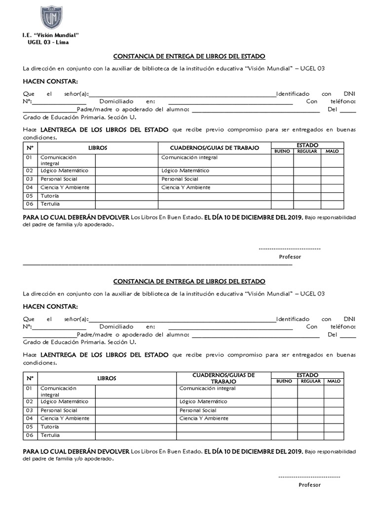 Documento Entrega de Libros Biblioteca | PDF | Maestros | Modificación ...