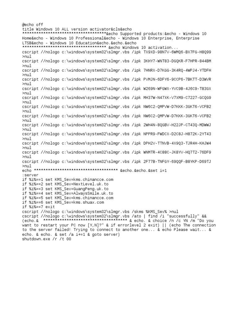 Windows 10 Activation Script | PDF