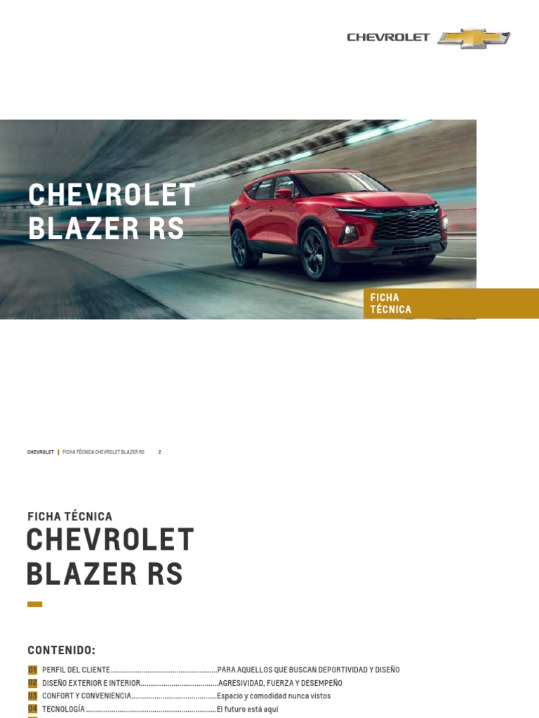 Chevrolet Blazer Rs: Ficha Técnica | Tracción en las  