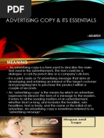 Advertising Copy & Its Essentials: - Adarsh