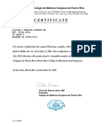 Certificate: Colegio de Médicos-Cirujanos de Puerto Rico