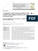 A Comparative Study of General Anesthesia Versus Combined Spinal-Epidural Anesthesia On The Fetus in Cesarean Section