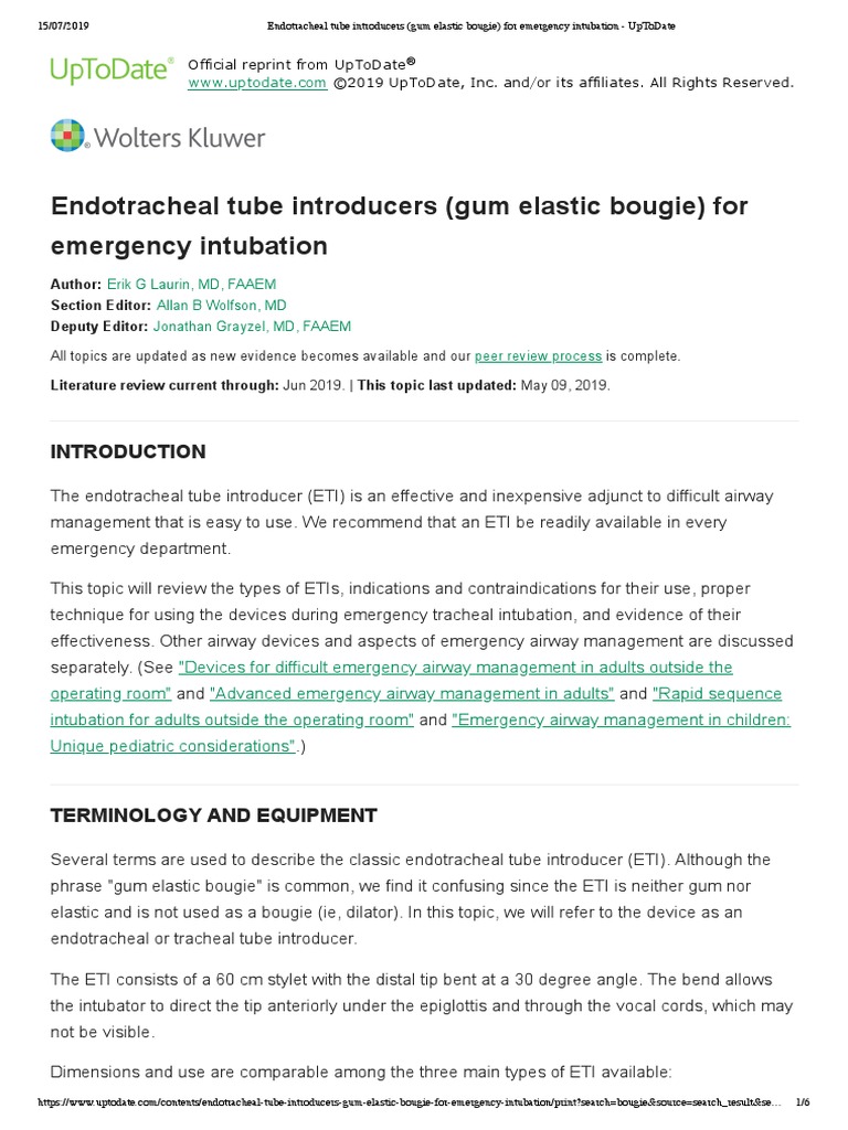 Endotracheal Tube Introducers (Gum Elastic Bougie) For Emergency