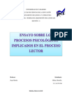 Ensayo Sobre Los Procesos Psicologicos Implicados en El Proceso Lector