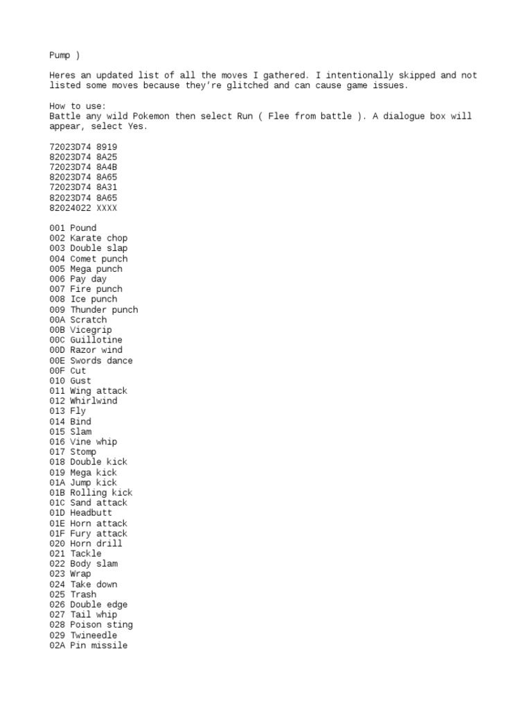 Complete Pokémon Move List | PDF | Nature