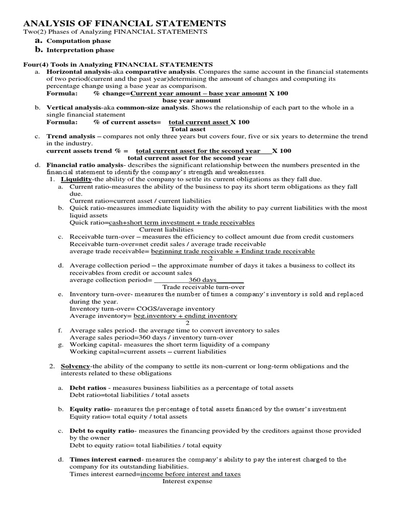 Financial Statement Analysis Guide | PDF | Net Income | Equity (Finance)